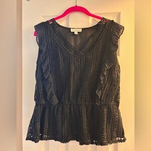 Anthropologie Calligraphie Elegant Black Lace Sleeveless Top